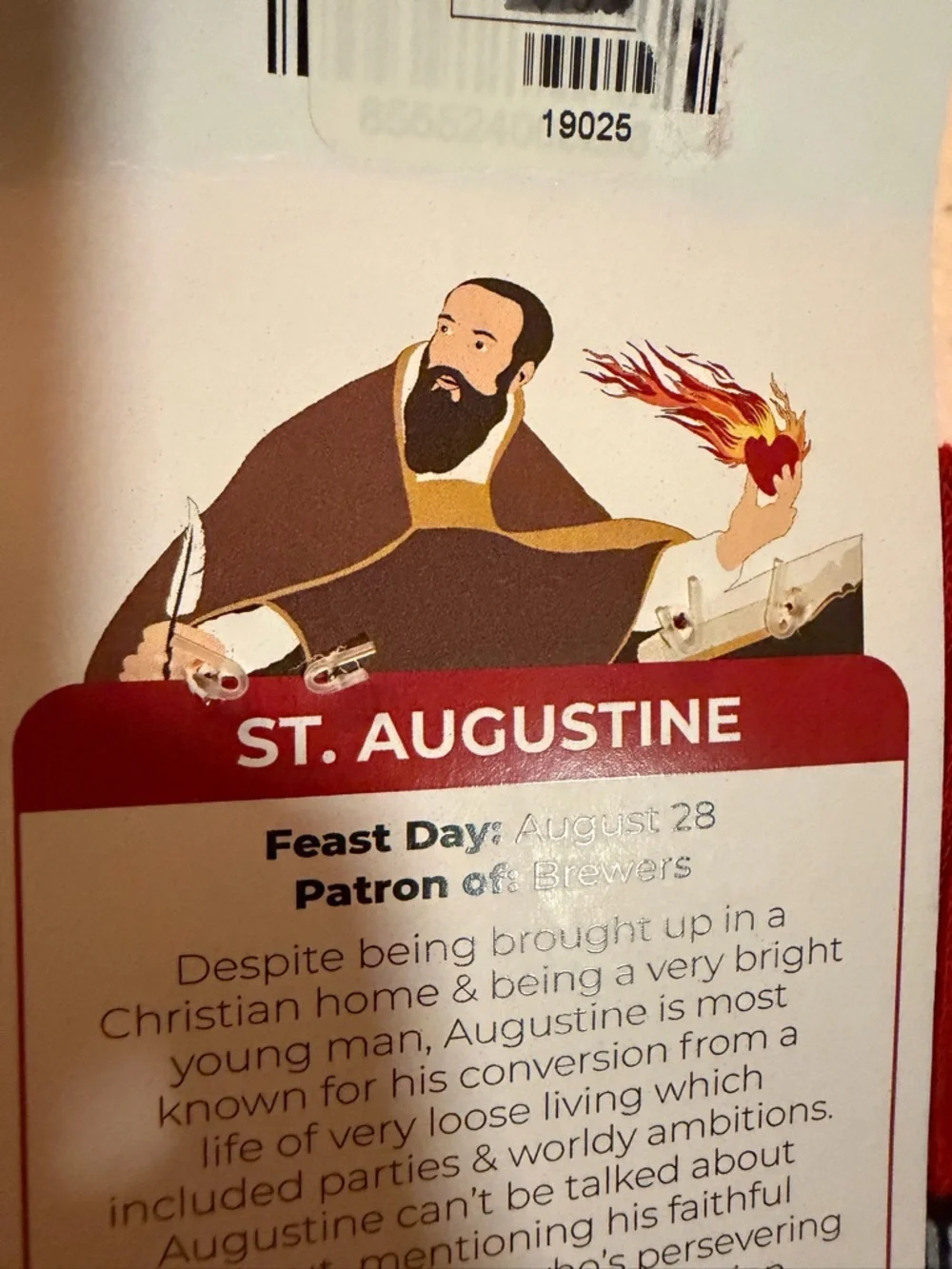 NWT Sock Religious St. Augustine Unisex Novelty Crew Socks w.  Religious Motif.